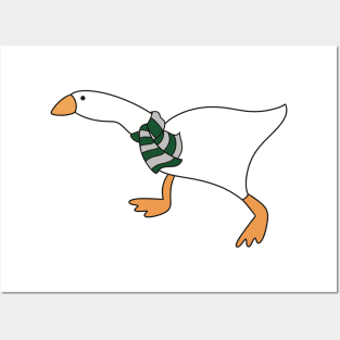 Goose Wizard with Green Gray Scarf Posters and Art